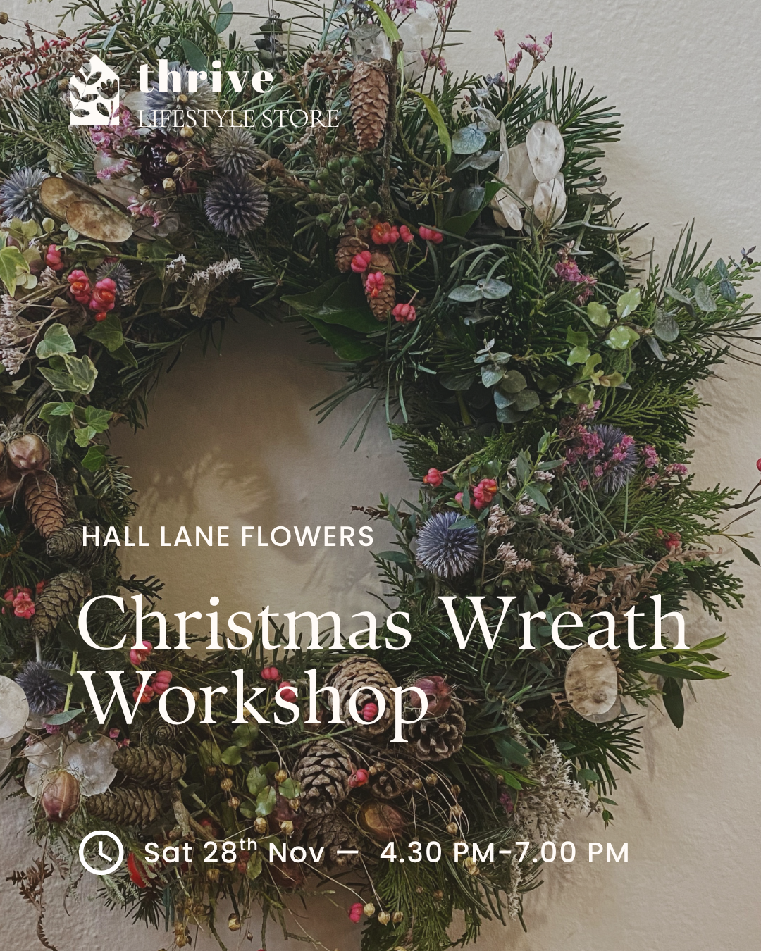 Christmas Wreath Workshop - Saturday 28th November 16.30-19.00