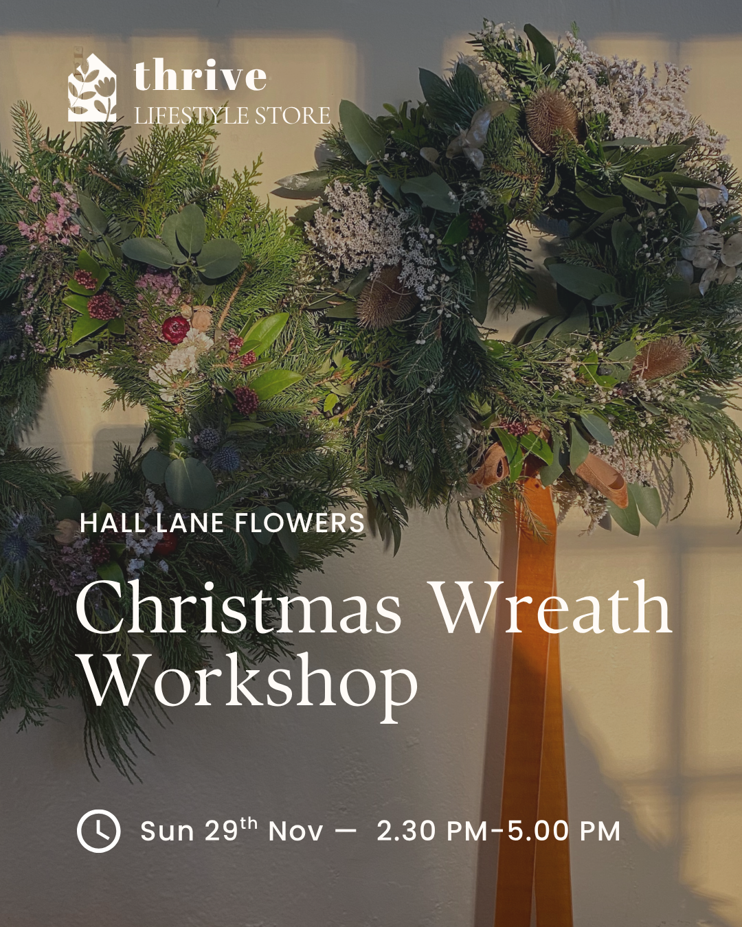 Christmas Wreath Workshop - Sunday 29th November 14.30-17.00