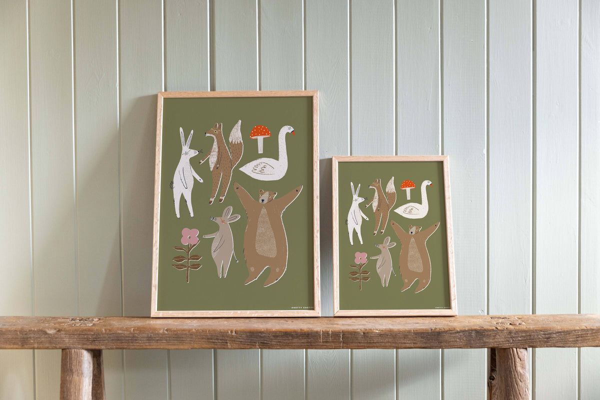 Woodland Pals A4 Art Print