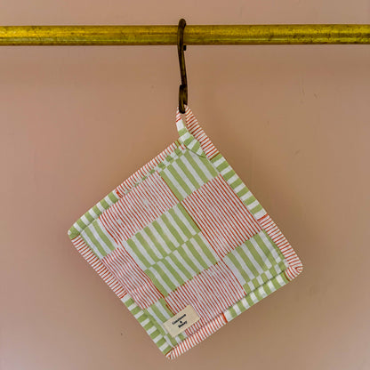 Quilted Trivet Pot Holder - Coral