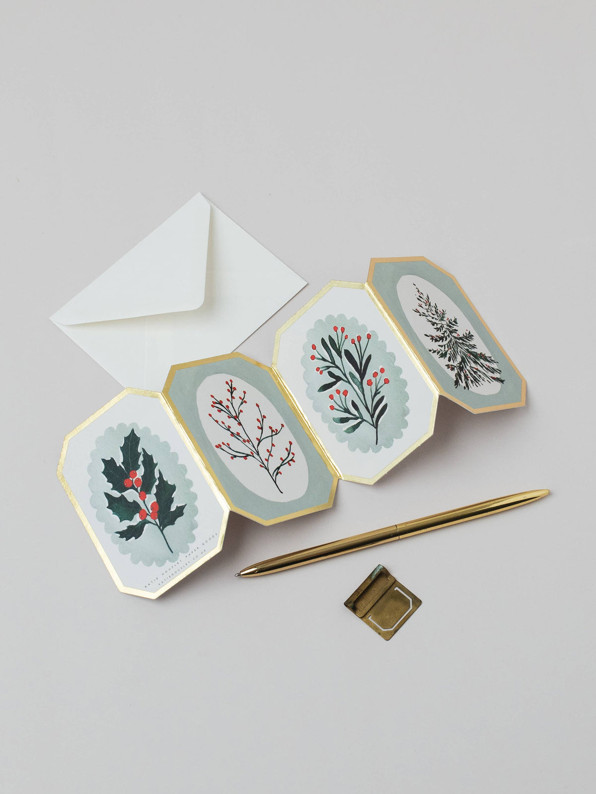 Botanical Concertina Mini Christmas Card