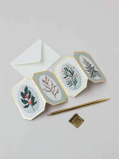 Botanical Concertina Mini Christmas Card