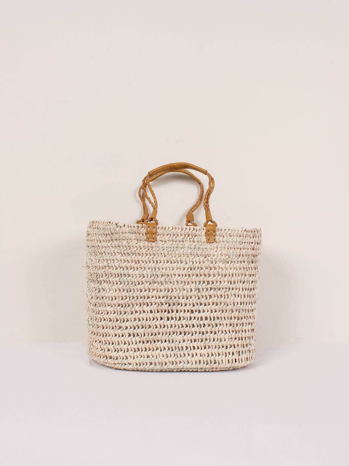 Leather Handle Baske-Mustard
