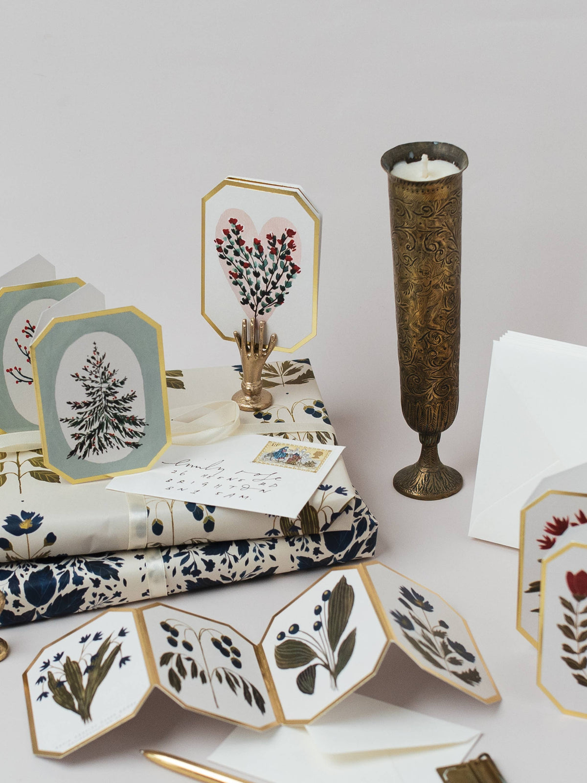 Botanical Concertina Mini Christmas Card