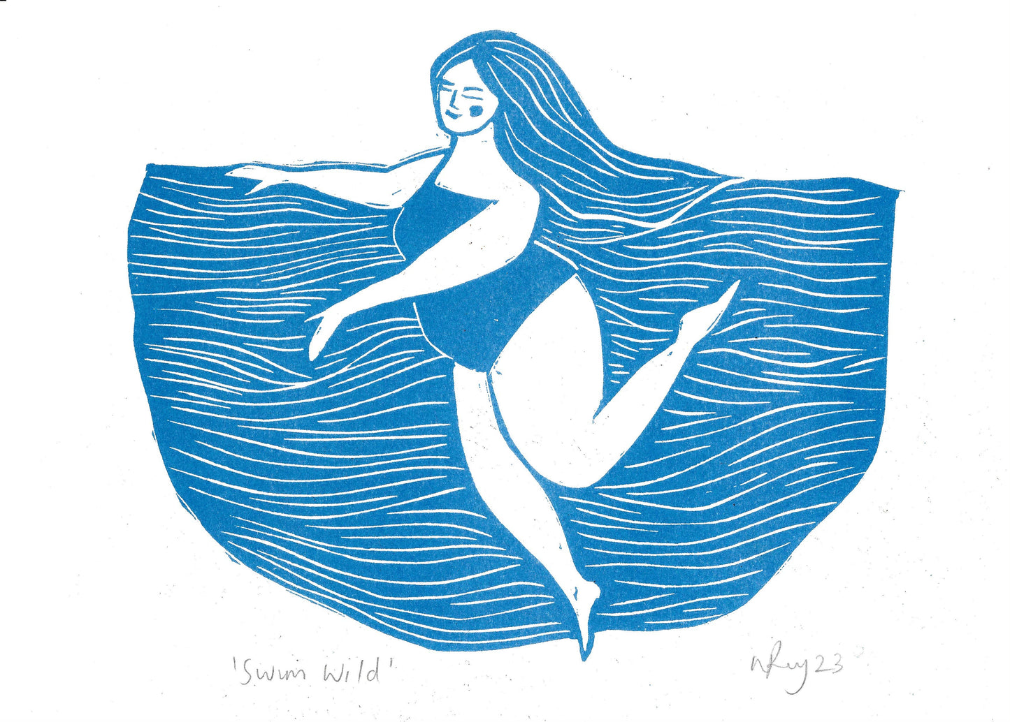 'Swim Wild' Riso A4 Print