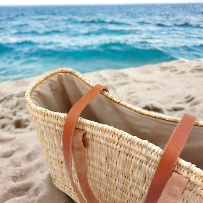 Beach Ready Straw Basket Bag