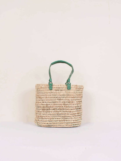 Leather Handle Basket-Sage