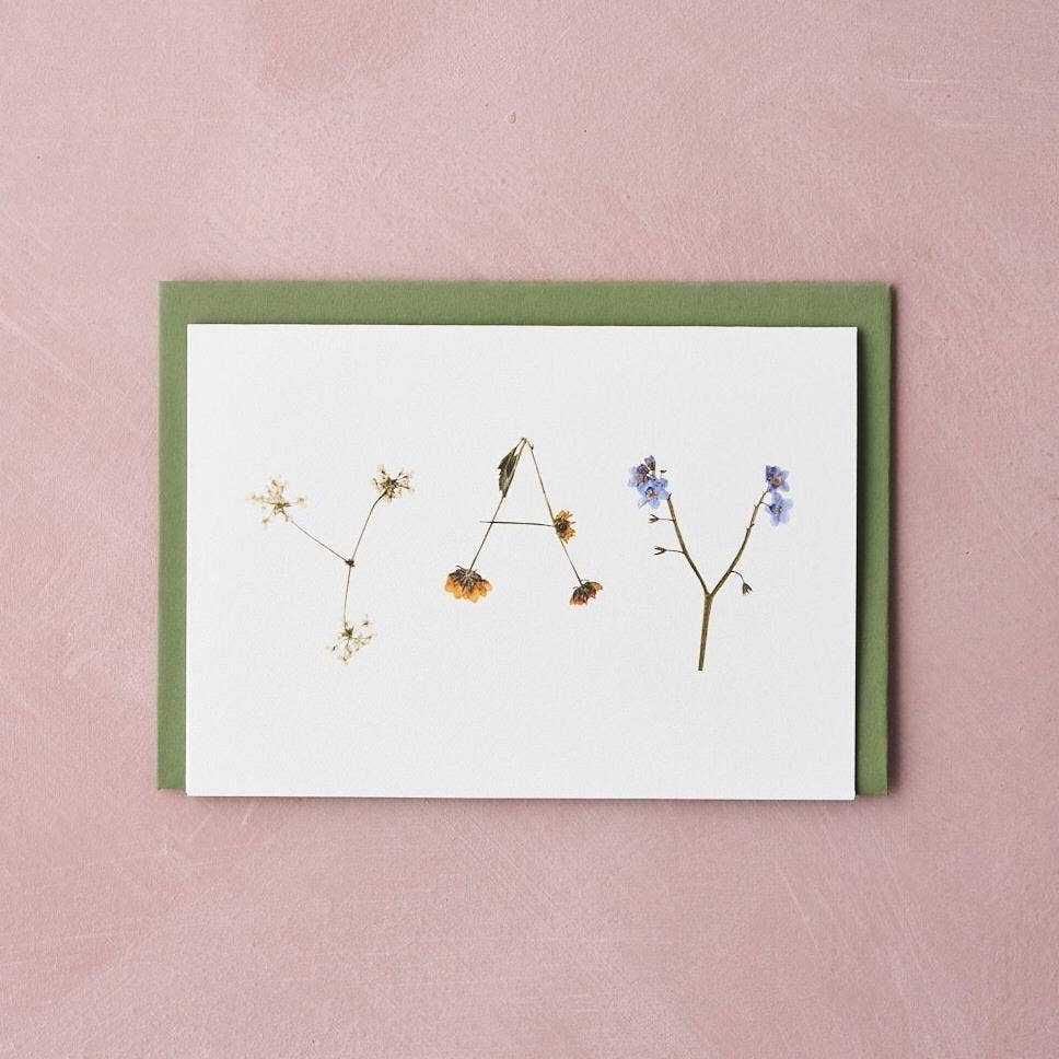 Pressed Flower Yay Card