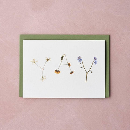 Pressed Flower Yay Card