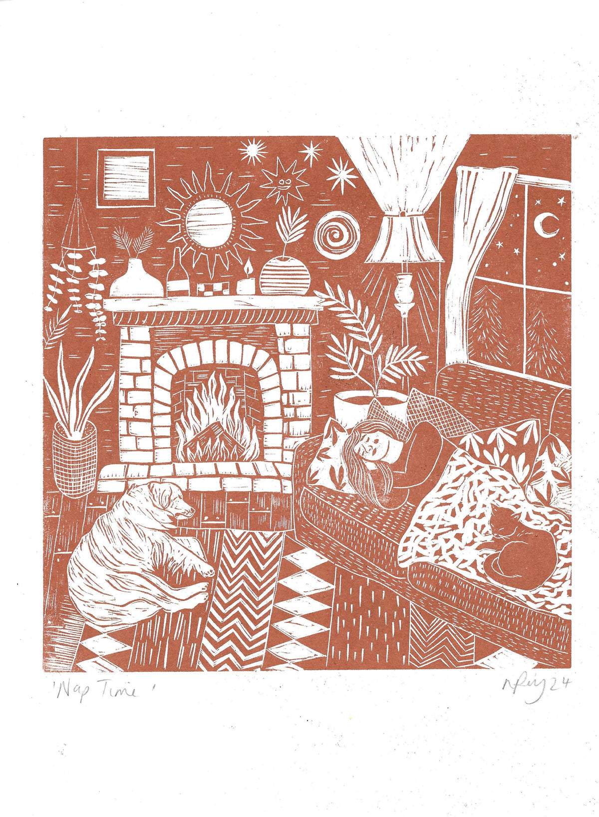 Nap Time A4 Art Print
