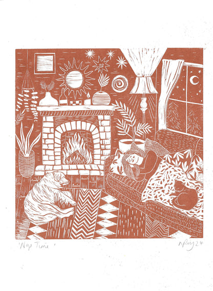 Nap Time A4 Art Print