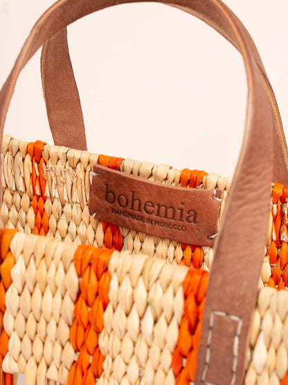 Orange Stripe Reed Storage Basket