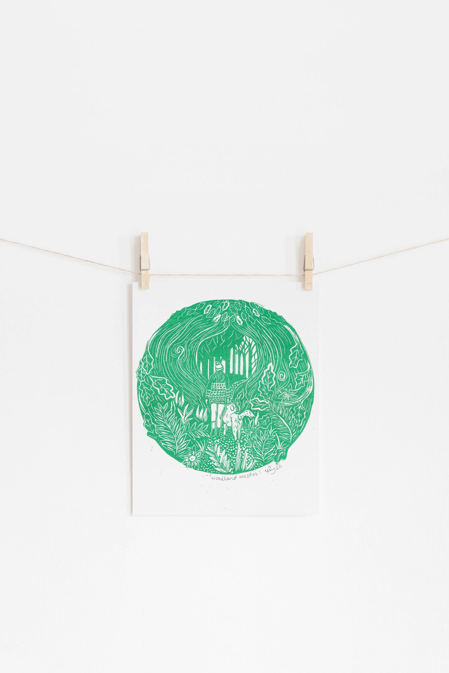 'Woodland Walkers' A4 Riso Print