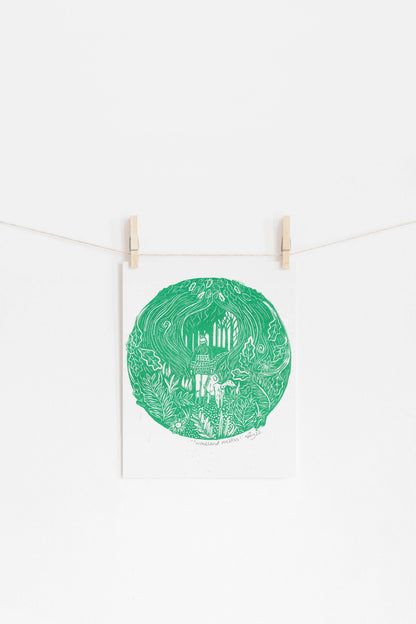 'Woodland Walkers' A4 Riso Print