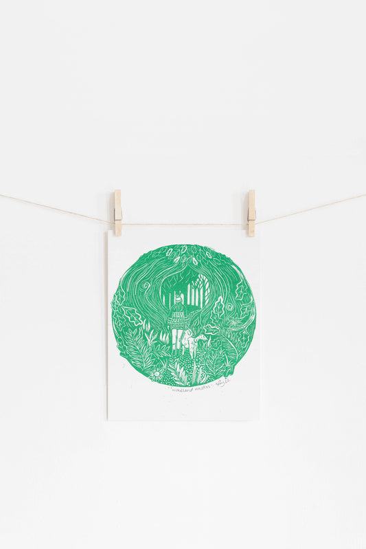'Woodland Walkers' A4 Riso Print