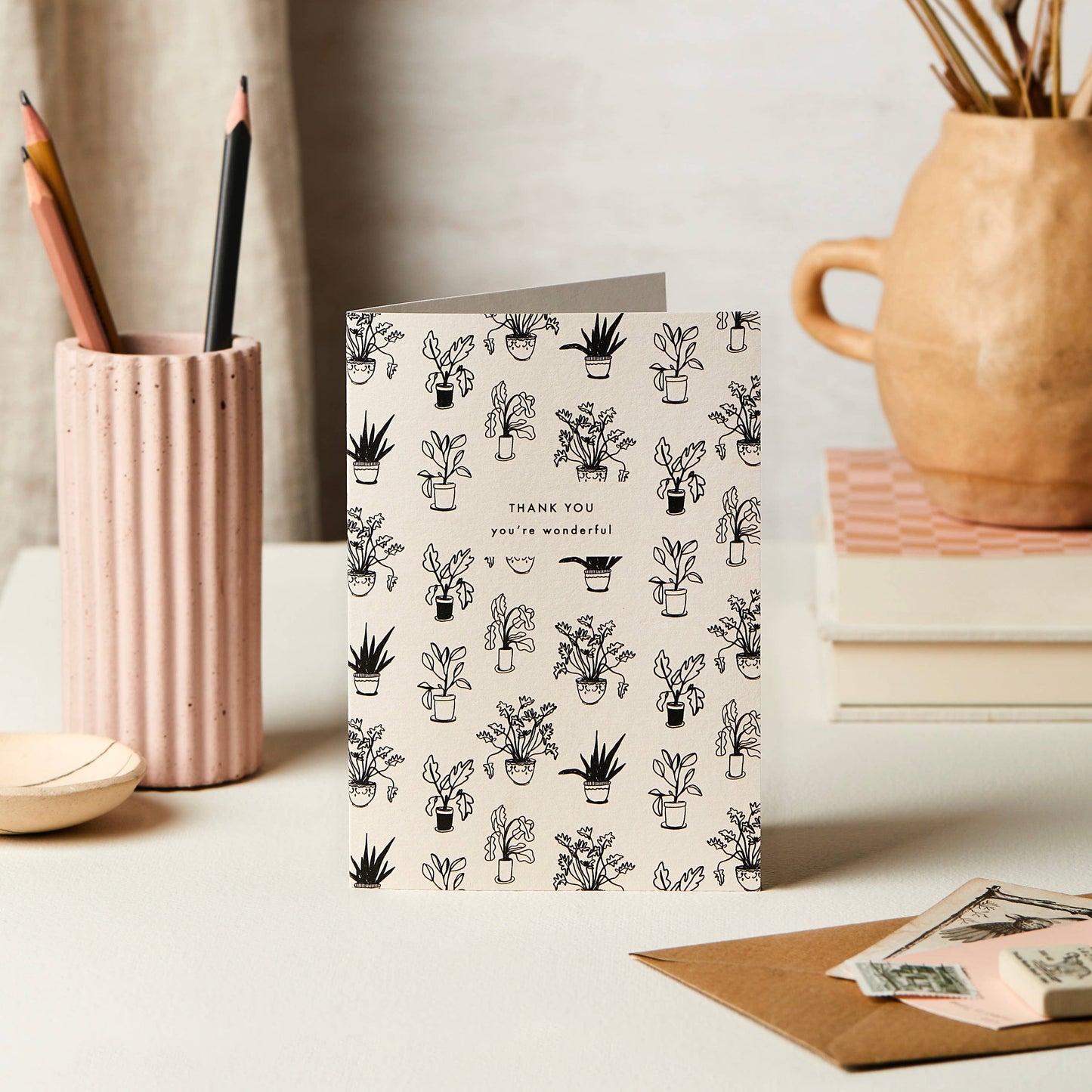 B&W Plants Thank You Greeting Card