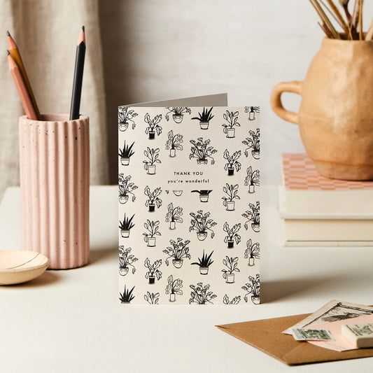 B&W Plants Thank You Greeting Card