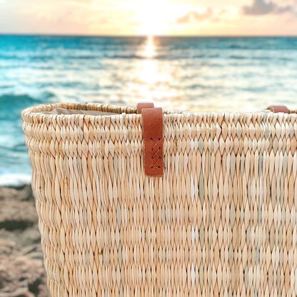 Beach Ready Straw Basket Bag