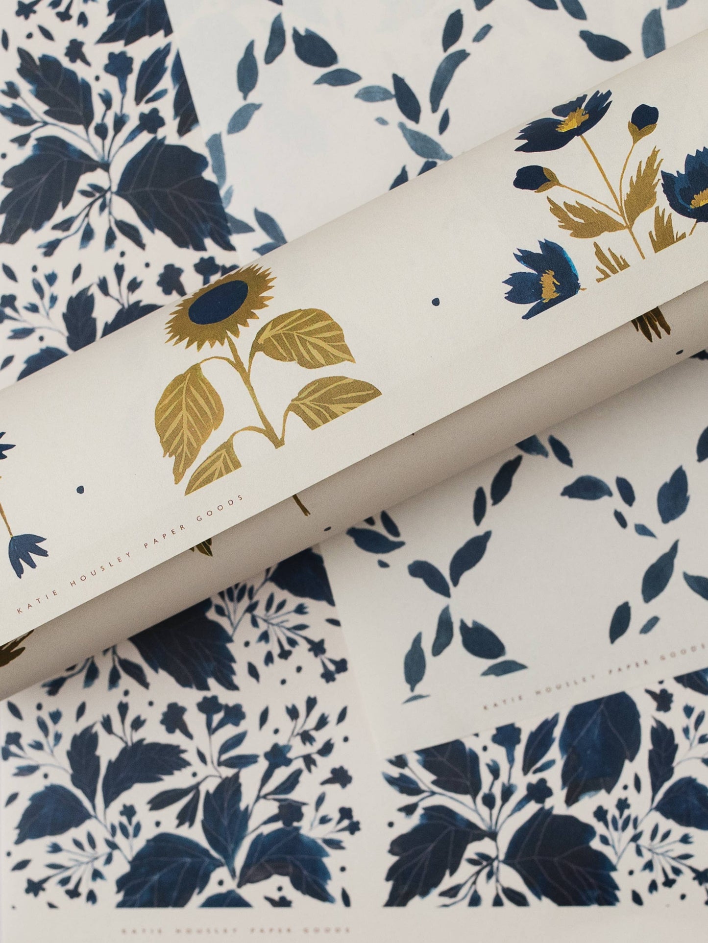 Floral Blue Botanical Luxury Gift Wrap