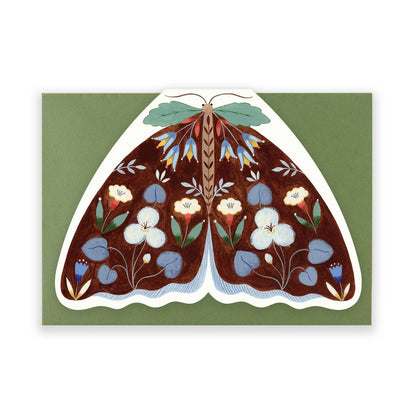 Brown Floral Moth Card
