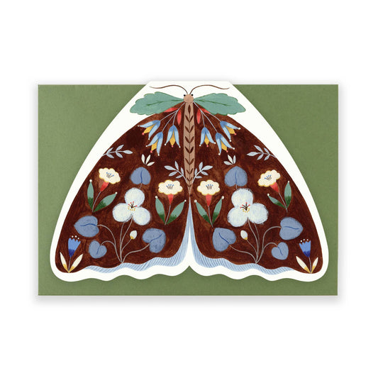 Brown Floral Moth Card