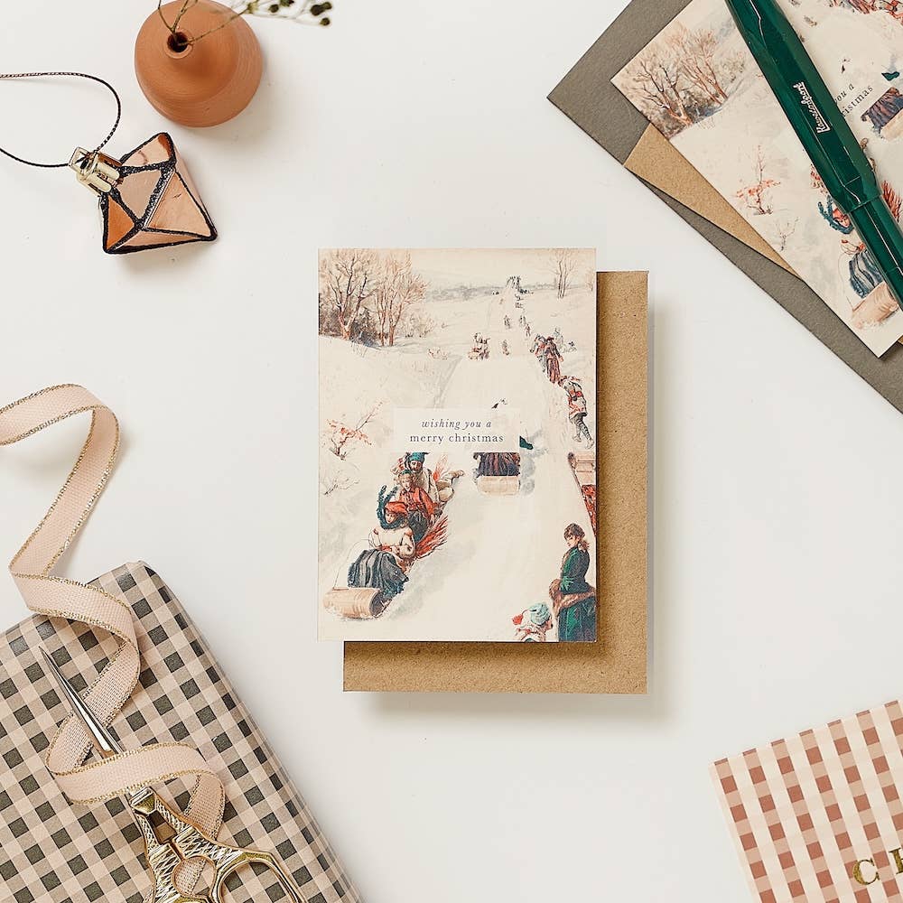 Mini Tobogganing Christmas Card