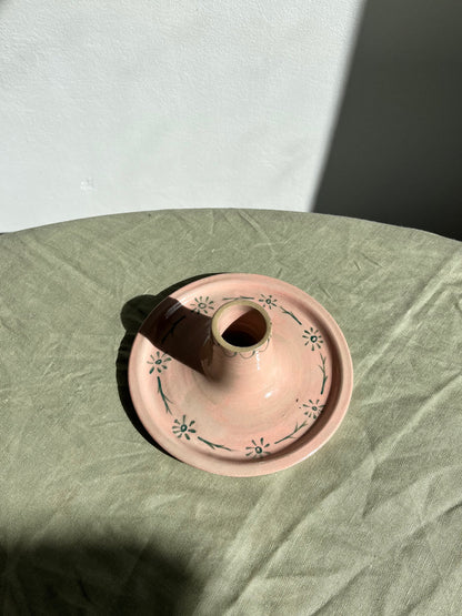 Pink Ceramic Candlestick Holder