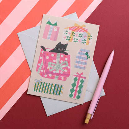 Kitty & Gift Boxes Greetings Card