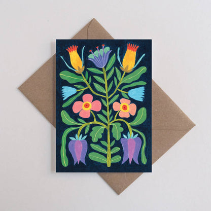 Whimsical Flowers Greetings Card