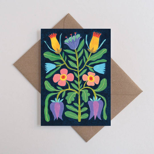 Whimsical Flowers Greetings Card