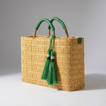 Woven Reed Tassel Basket