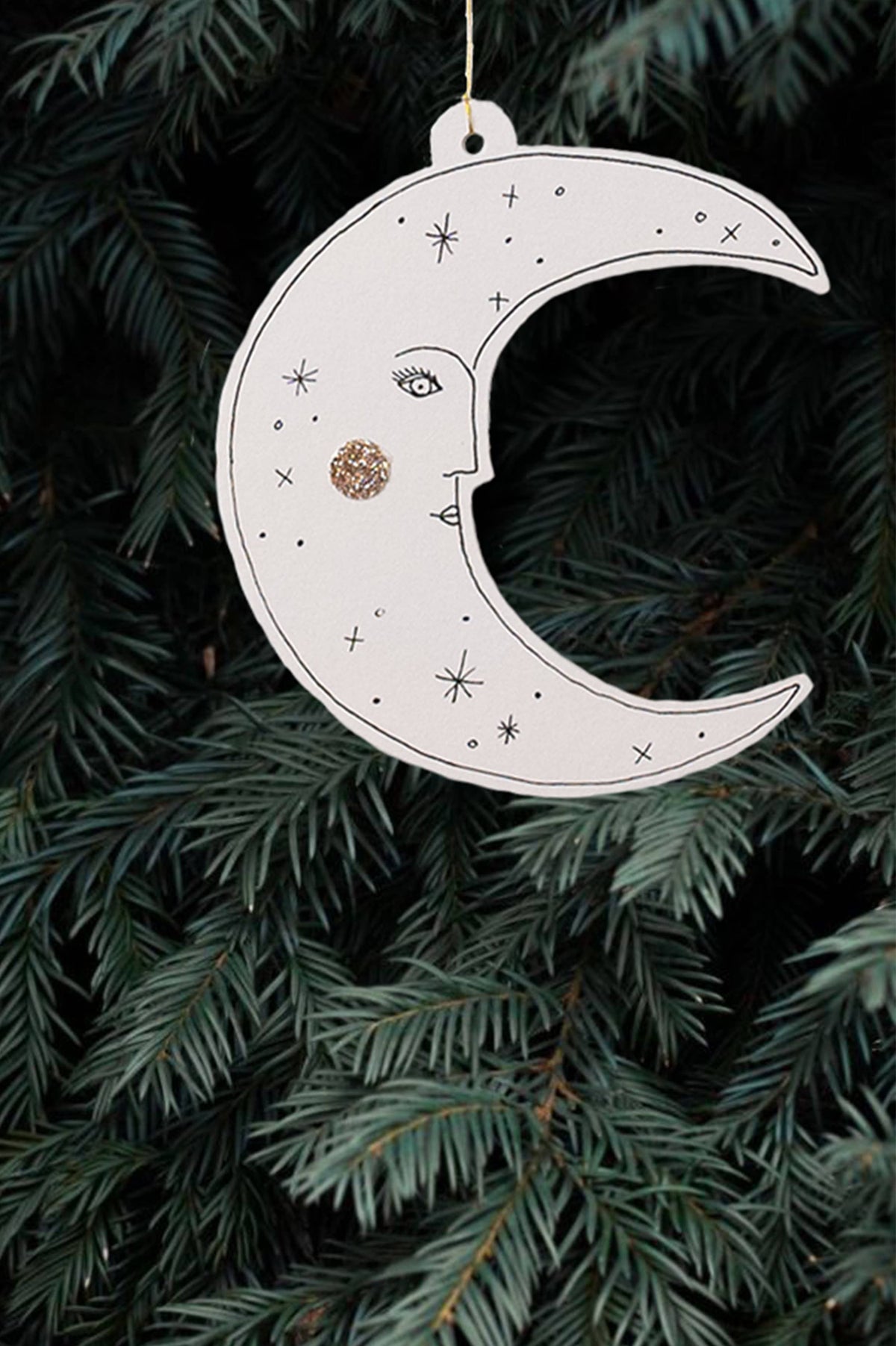 Moon Paper Cut Decoration Christmas Card