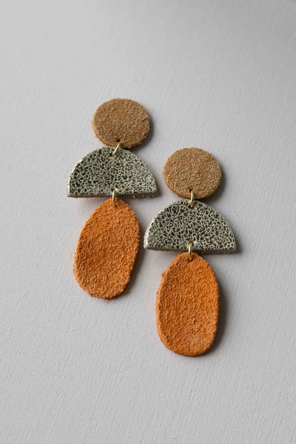 Bamaluz Dangle Leather Stud Earrings