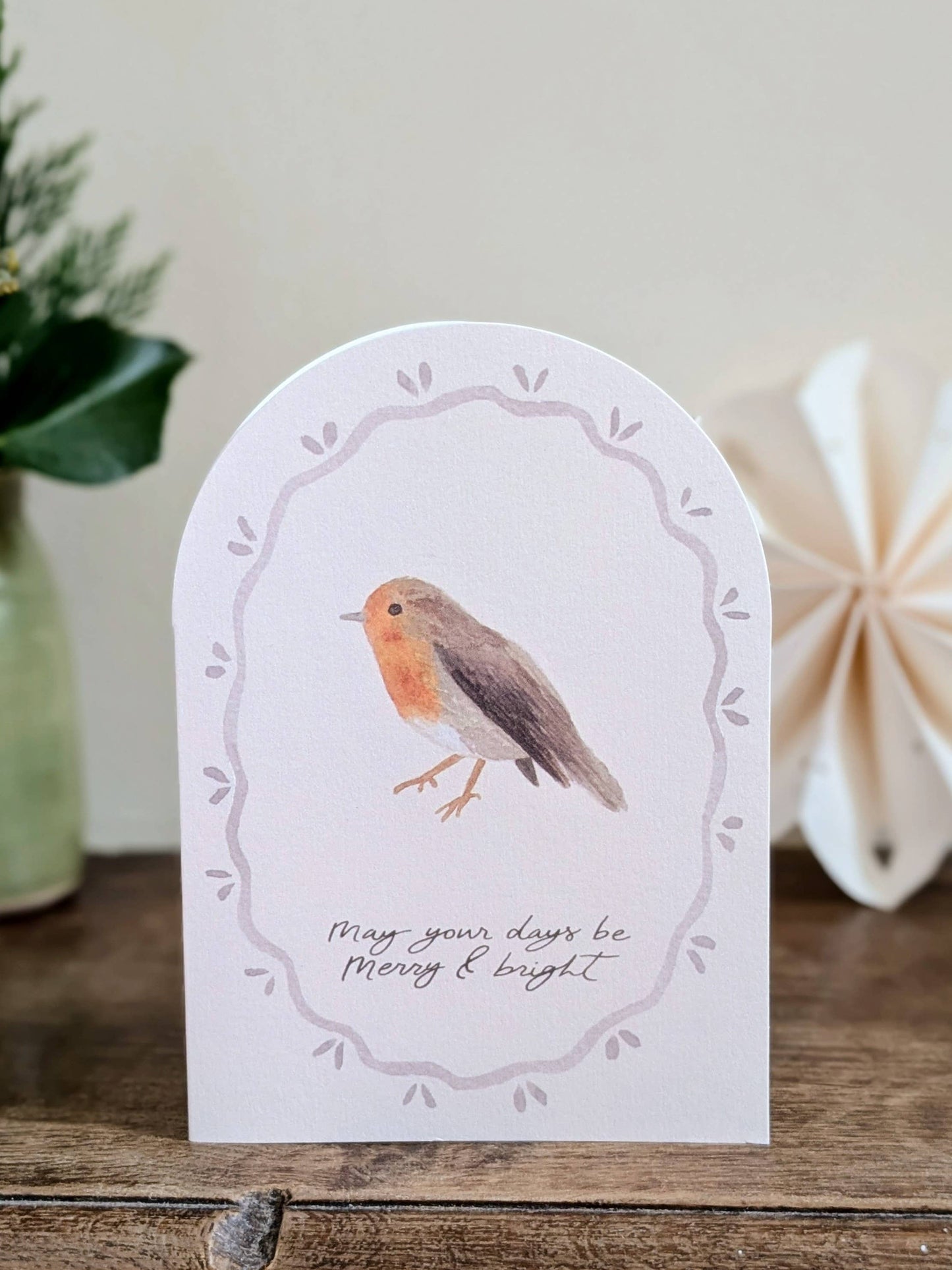 'Merry & Bright ' Robin Christmas Card