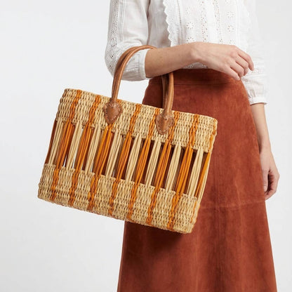 Rust Leather Handle Basket