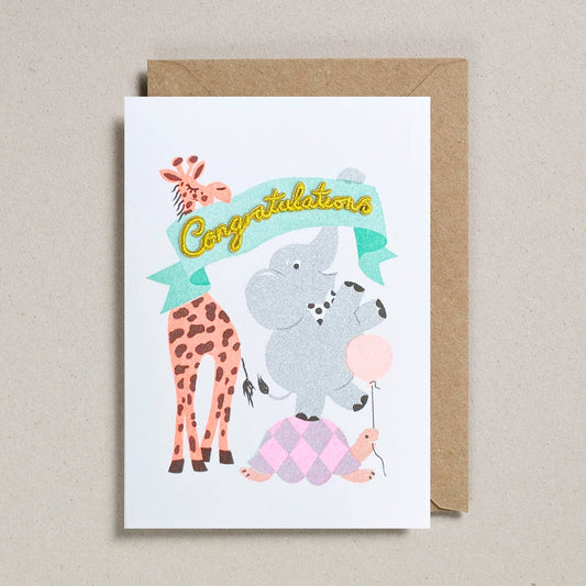 Congratulations Baby Card — Risograph Printed