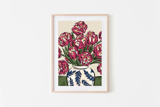 Double Tulips Vase Print