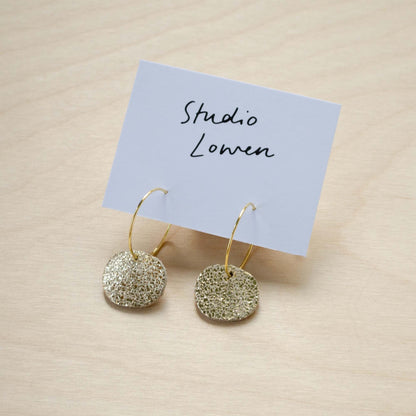 Sun Disc Charm Hoop Earrings