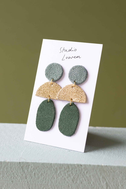 Bamaluz Dangle Leather Stud Earrings
