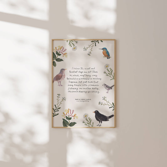 'Simple Little Pleasures' Anne of Green Gables A4 Wall Print