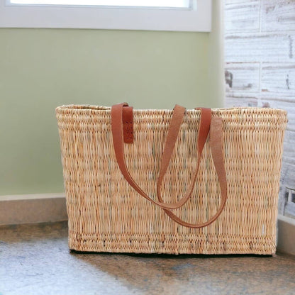 Beach Ready Straw Basket Bag