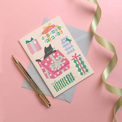 Kitty & Gift Boxes Greetings Card
