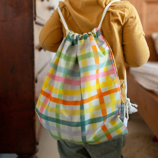 *Sale* Children's Gingham Drawstring Bag