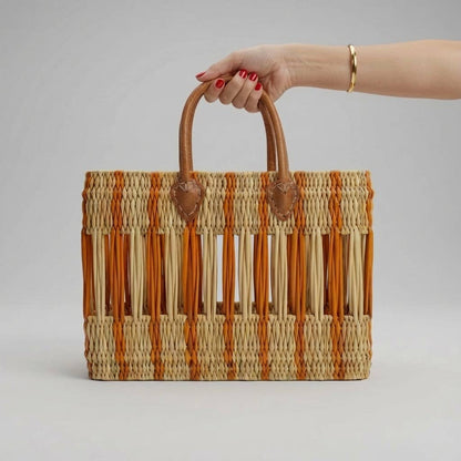 Rust Leather Handle Basket