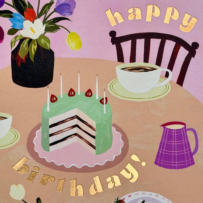 Happy Birthday Afternoon Tea & Cake Greeting Card