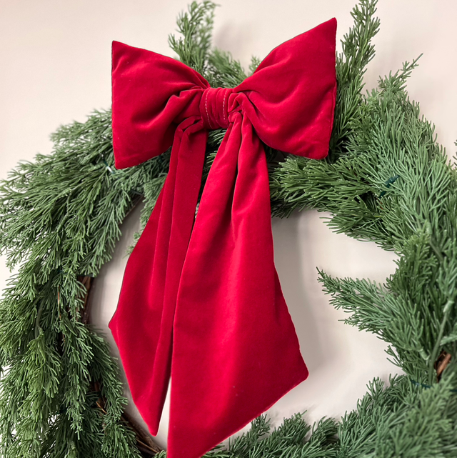 Large Ruby Red Velvet Bow