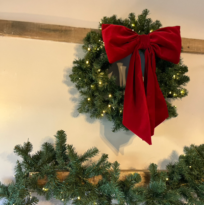 Large Ruby Red Velvet Bow