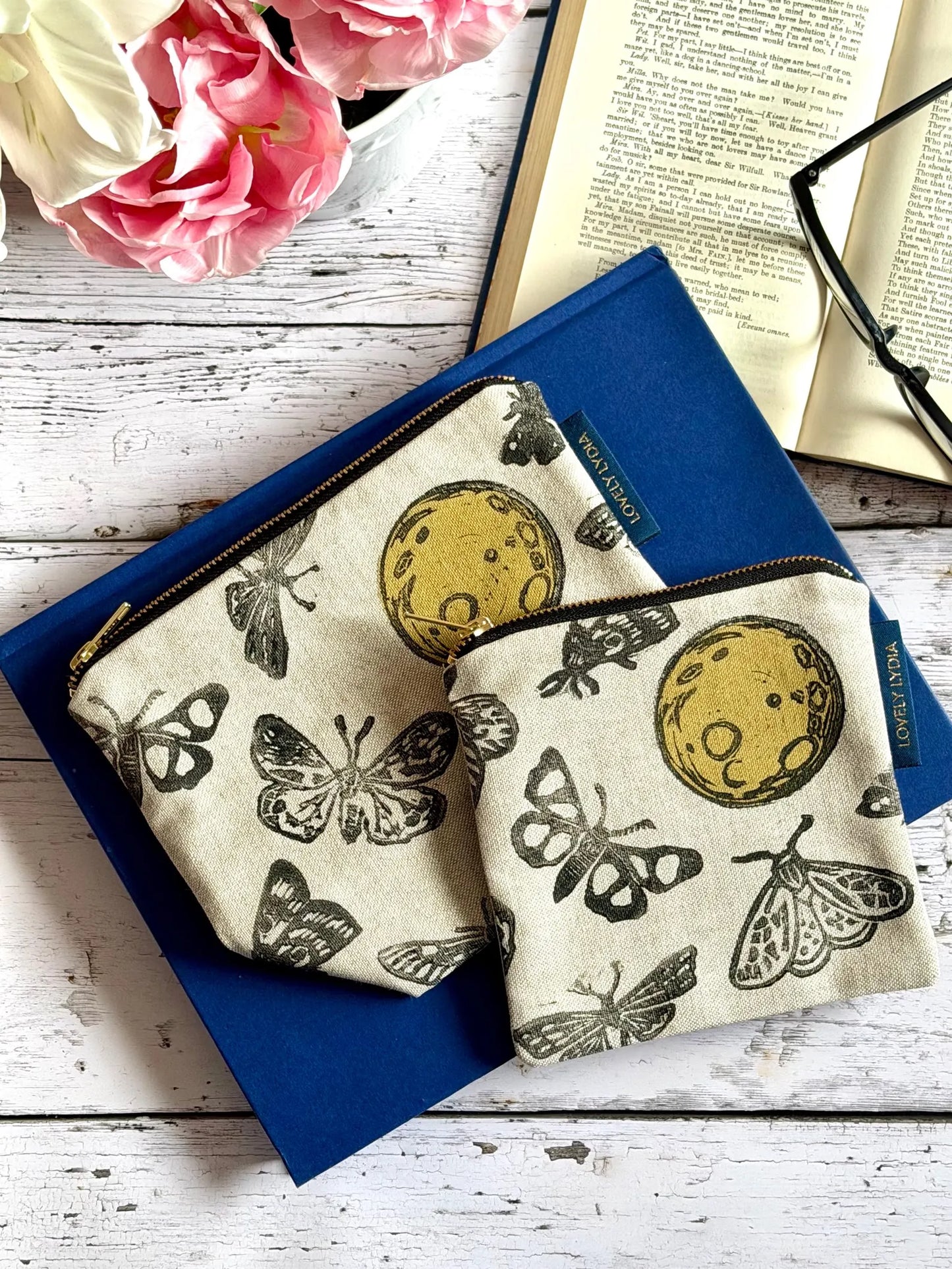Gold Moth & Moons Mini Zipper