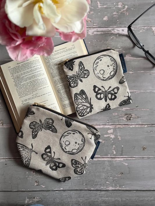Silver Moth & Moons Mini Zipper