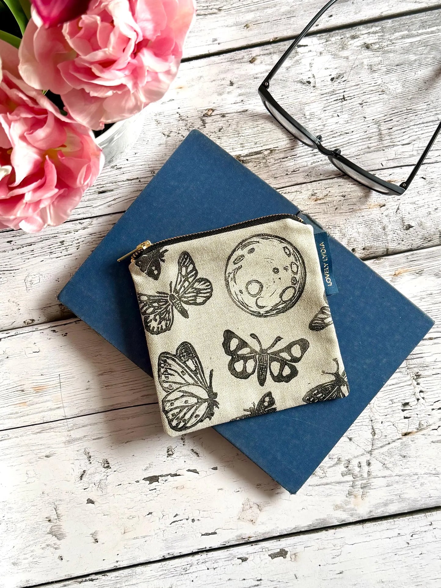 Silver Moth & Moons Mini Zipper